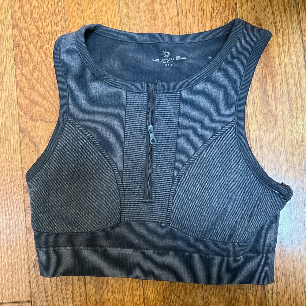 Aerie offline sports bra in gray - size large